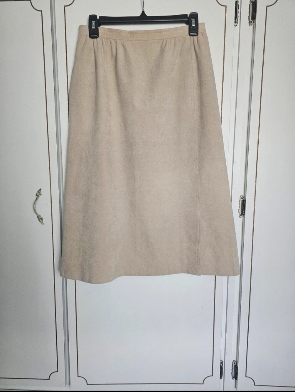 Classic Suede Cream A-Line Skirt - Women's